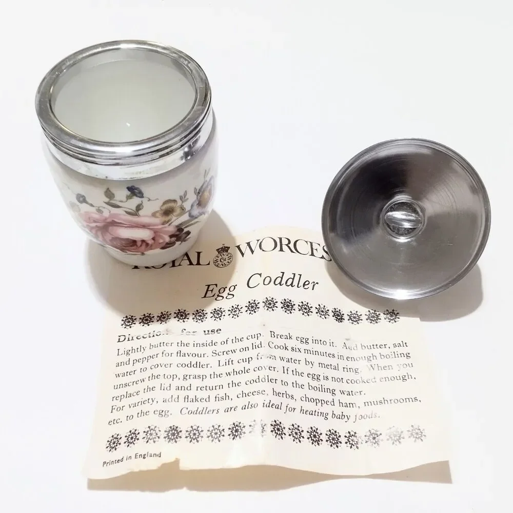 Vintage Royal Worcester Floral Porcelain Egg Coddler England 3.25